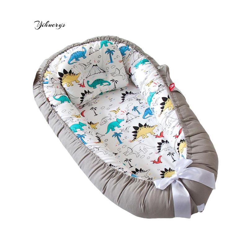 Baby Bed, Foldable Washable Floral Print Baby Cot Infant Bassinet with Pillow for Boys Girls 4
