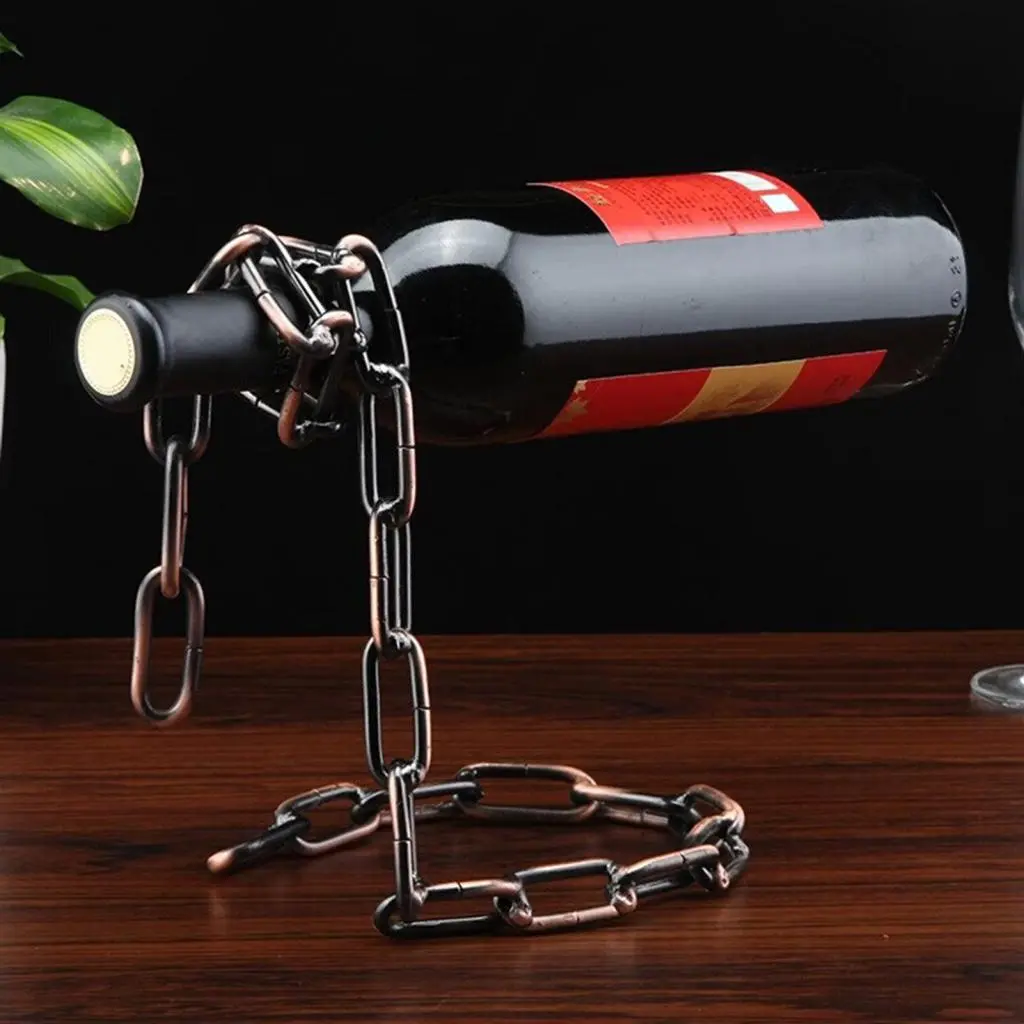 Wlifend Red Wine Bottle Holder Creative Wine Rack Unique Floating Wine Rack Stand for Modern Home Decor Stylish Metal Holder for Wine Bottles Novelty Wine Cabinet Display Shelf