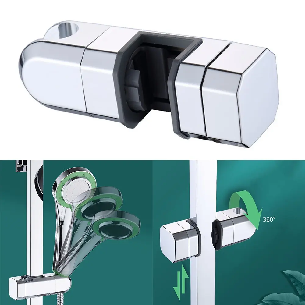 Chrome Shower Rail Head Slider Holder Adjustable Bracket  New