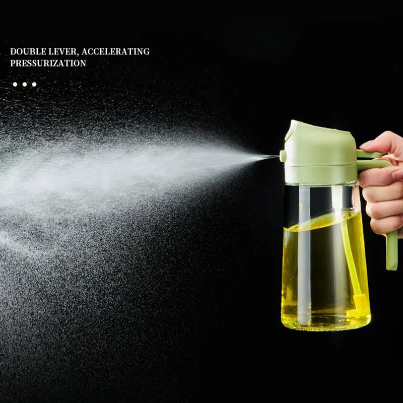 Bình Đựng Dầu Ăn Nấu Ăn Nhà Bếp, Dung Tích 500mL, Dùng Trong Gia Đình, Thích Hợp Cho Gia Vị BBQ Và Nước Sốt, Bình Xịt Dầu, Làm Bằng Chai Thủy Tinh 4