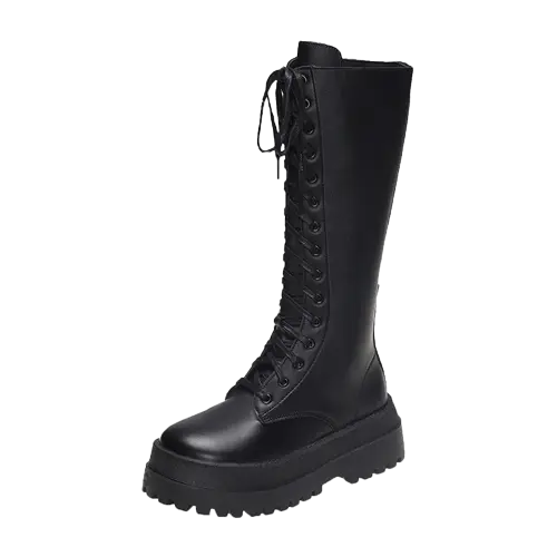 PINKEY P052 Sepatu Boots Wanita Sepatu Martin Tinggi Sebetis Shoes 1