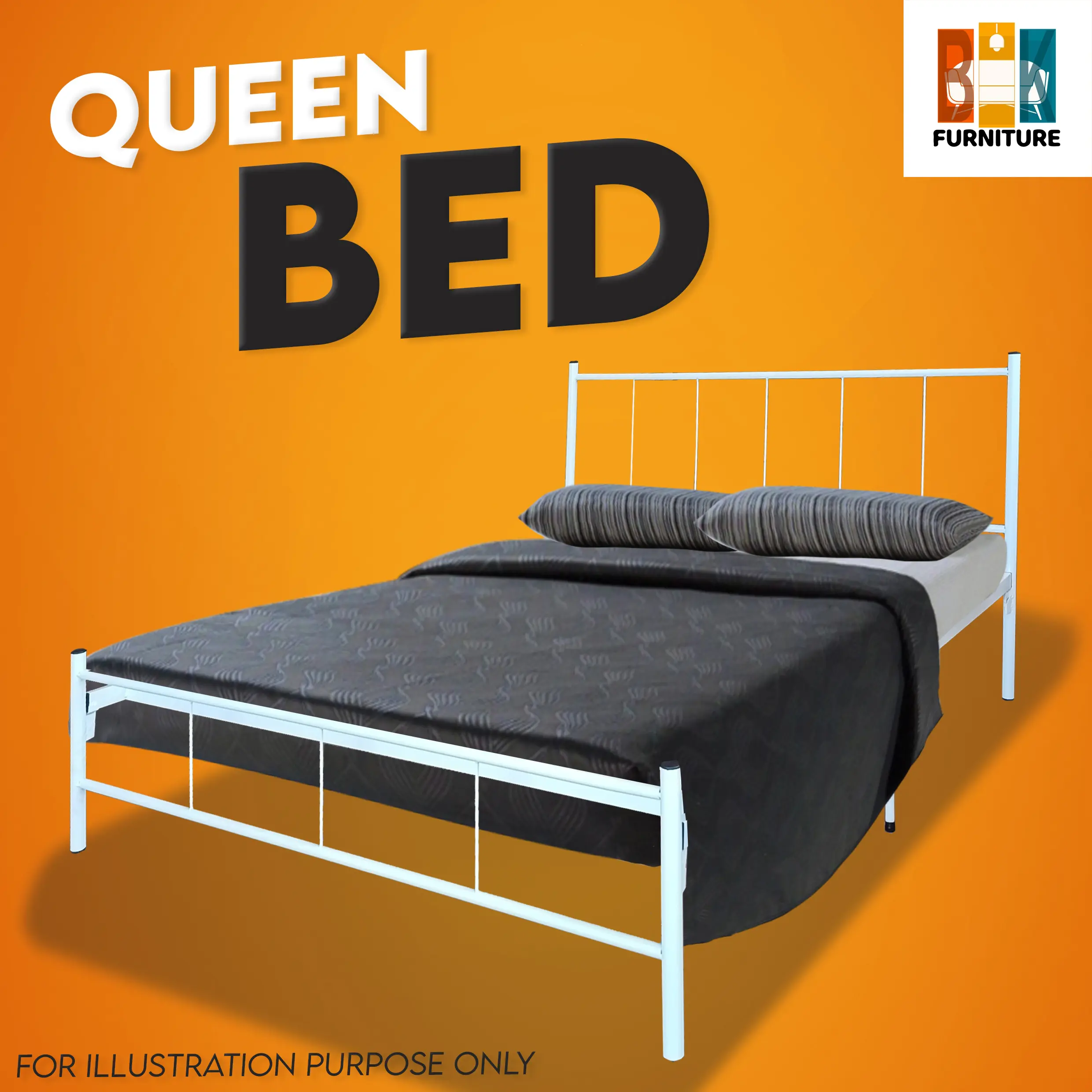 (READY STOCK) Katil Queen Bed Frame 100% Metal Katil Besi Murah Double Size Bedroom Furniture Perabot Bilik Tidur Kayu Wooden