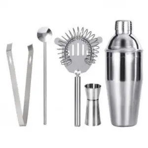 UPORS 5 in 1 Bartender Drink Bar Set Cocktail Shaker Stainless Steel 550ml Buah Gelas Peralatan