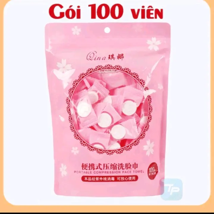 100 viên khăn giấy nén hình viên kẹo tiện lợi khi đi du lịch Khăn Tắm