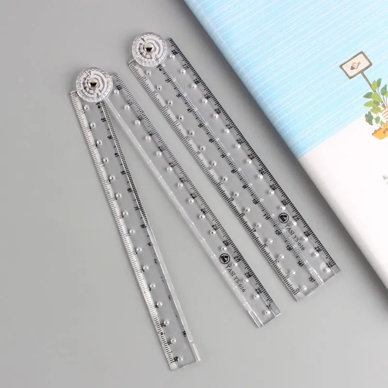Thước Gấp Trong Suốt Bằng Acrylic, Thiết Kế Sáng Tạo, Với Cân Bằng Nhựa Đơn Giản, Thích Hợp Cho Học Sinh Và Vẽ, Thước Văn Phòng Phẩm 0