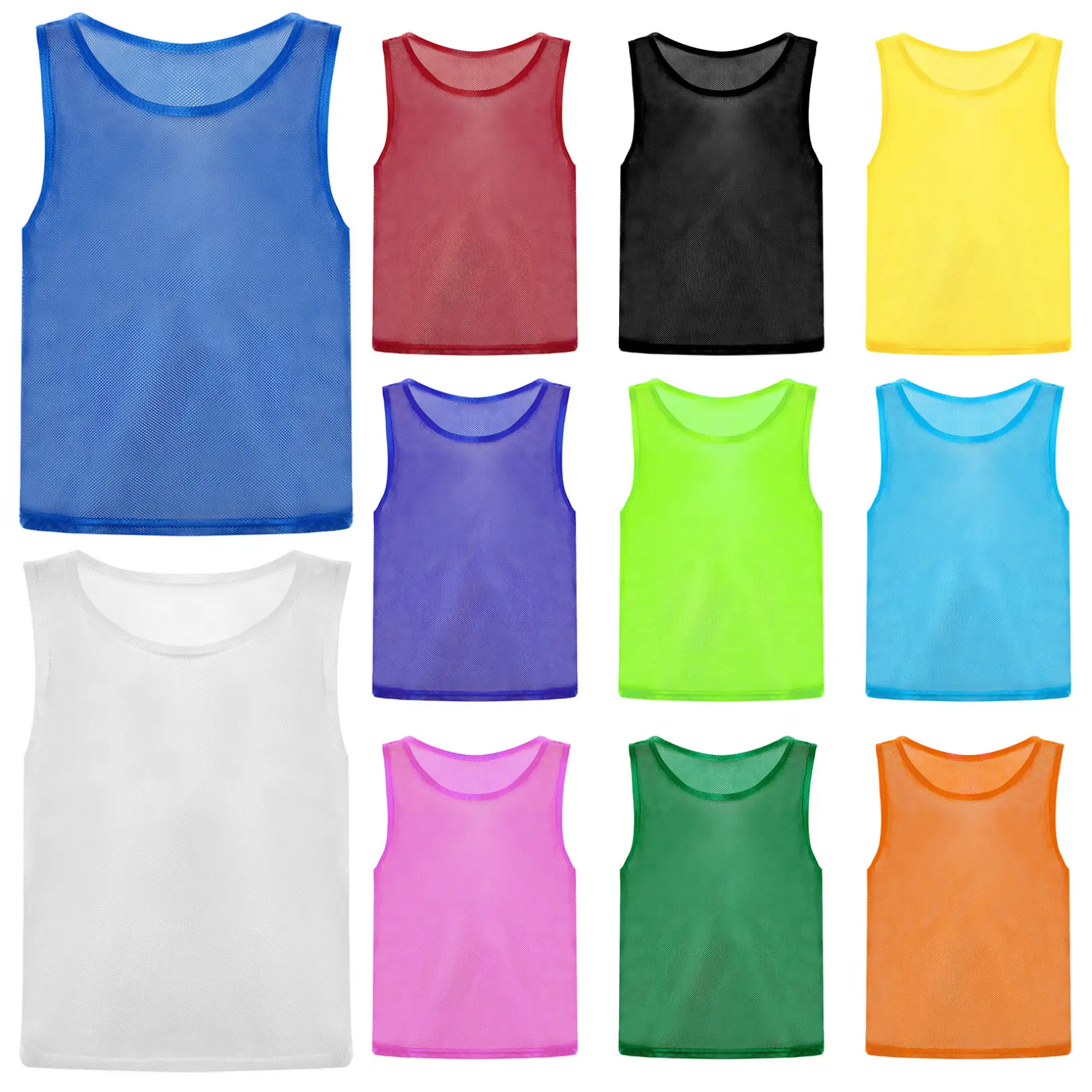 Renvena Kids Boys Girs Sports Basketball Football Jersey Team Training Vest Hollow Out Mesh Scrimmage Tank Tops