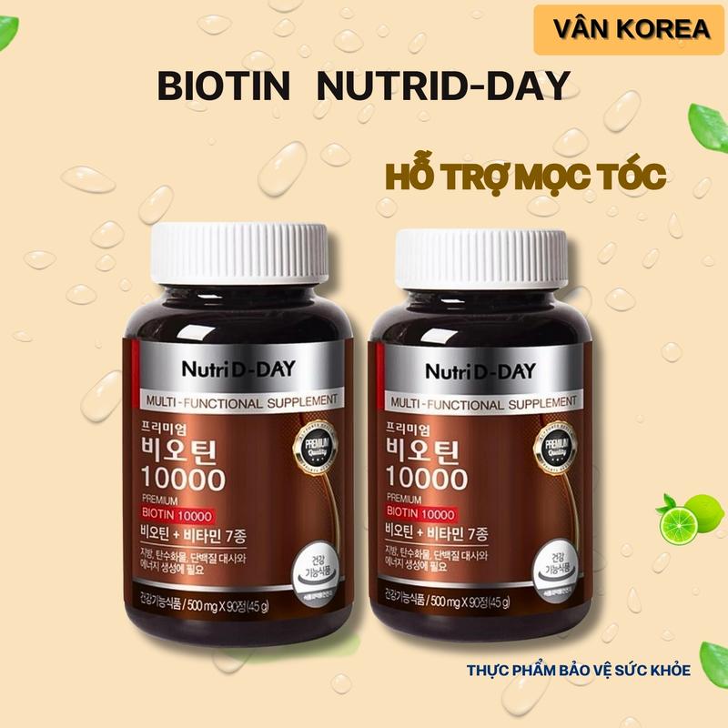 V72. Viên Uống Biotin Nutrjday Hàn Quốc ( Hộp 90 viên ) - Hỗ trợ mọc tóc, nuôi dưỡng và chắc khỏe nang tóc, móng tay