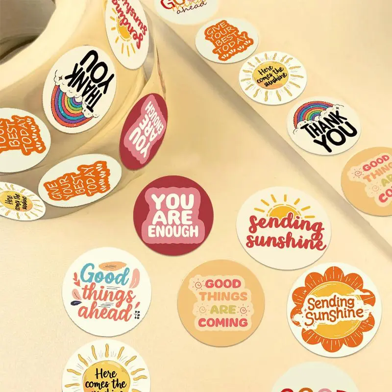 Thank You Sticker Roll, 500pcs/roll Waterproof Self Adhesive Decorative Sticker, DIY Decals for Gift Greeting Card Water Bottle Laptop Phone 2