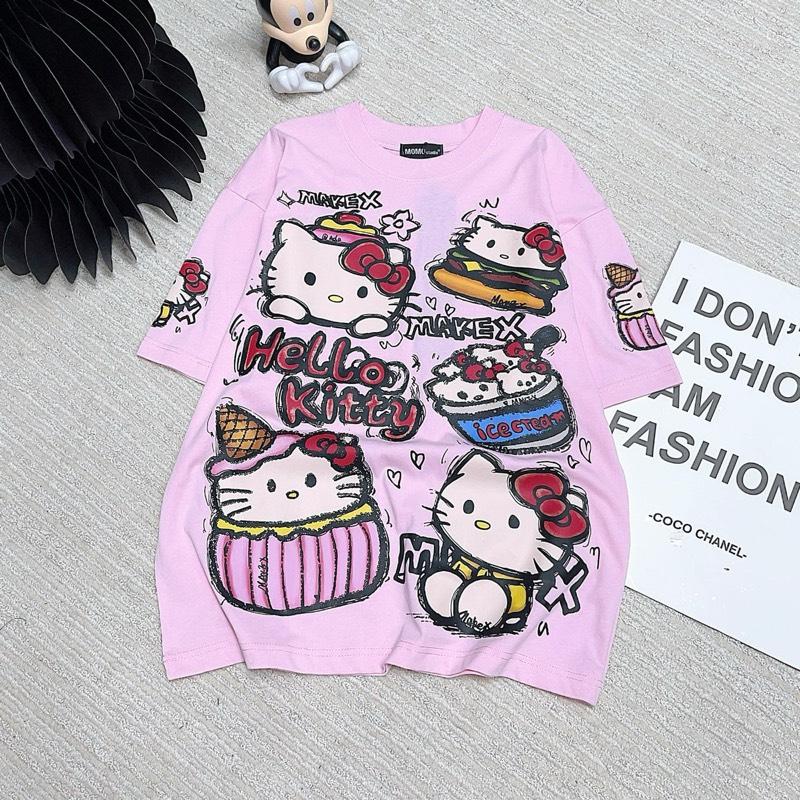 Product Introduction of Áo phông fom rộng hình in Hello Kitty giấu quần 2