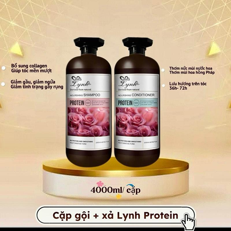 (Chai 2000ml) Cặp dầu gội + dầu xả Lynh Protein chăm sóc tóc hư tổn, giảm gãy rụng, dưỡng tóc mềm mượt, hương nước hoa quyền rũ Collagen Nữ daucap chinhhang Trà Tea Women Trà Tea