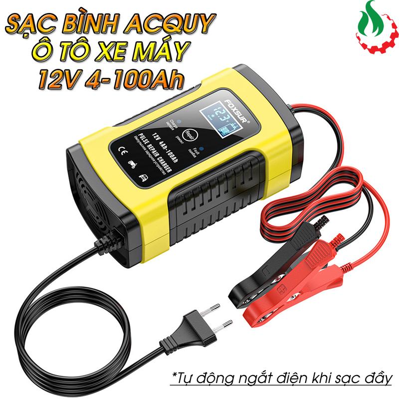Sạc bình acquy ô tô xe máy 12V 4-100AH Tự động ngắt sạc khi đầy