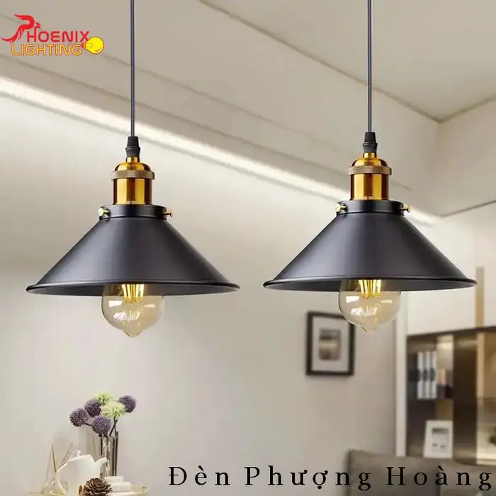 Đèn thả trần trang trí hình nón Đuôi Đồng trang trí quán cà phê nhà hàng D220