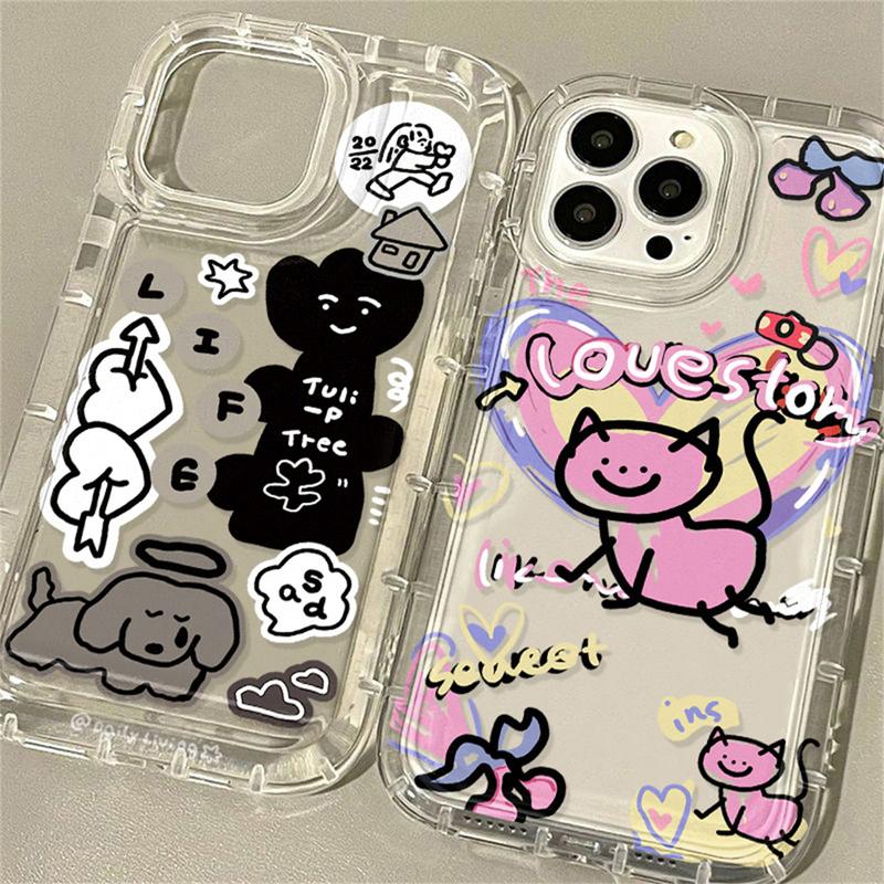  Ốp Điện Thoại silicon túi khí hoạt hình cho IPhone  11 14 12 13 Pro Max 6 6s 7 Plus 8 Plus SE 2020 XR XS Max X Bảo vệ chống sốc trong suốt vỏ điện thoại 