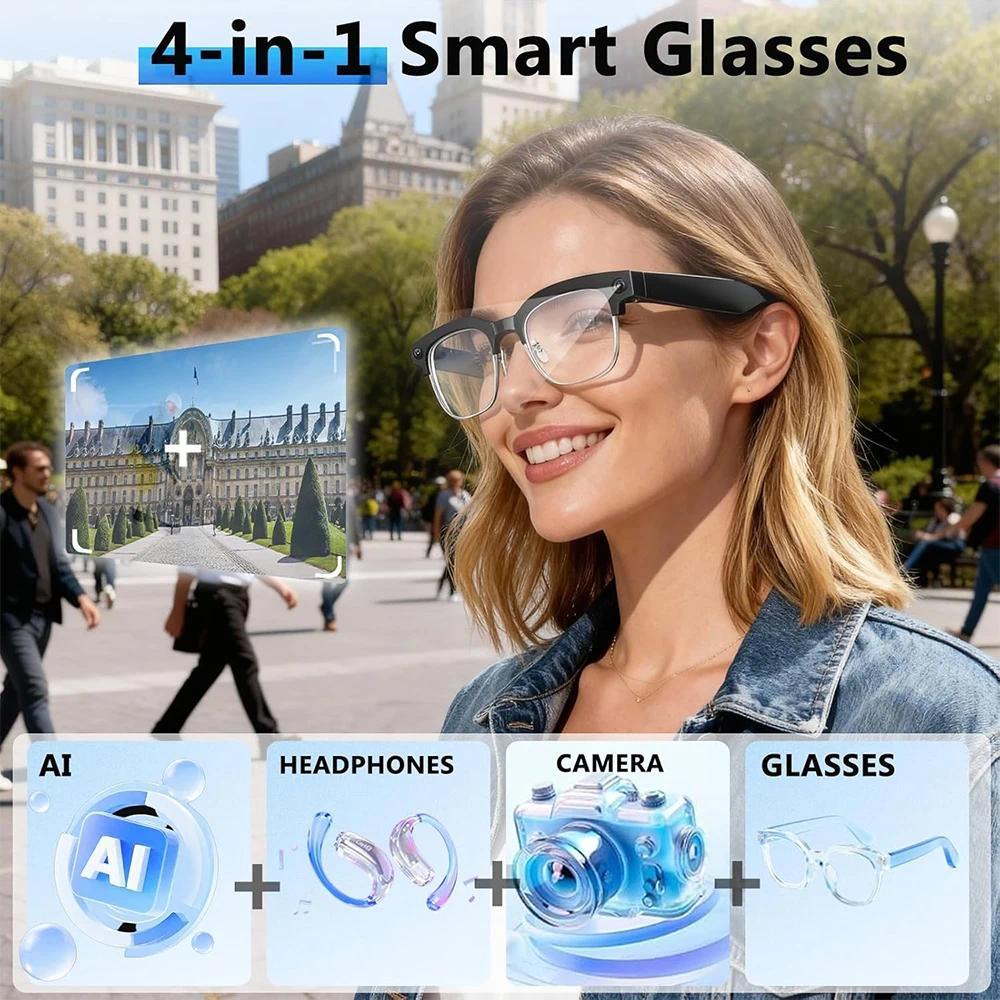 New 1080P HD Smart Glasses With 800W Ultra-Wide Camera Video Recording 4GB AI Photo Recognition Bluetooth Call Translation Voice - Image 2