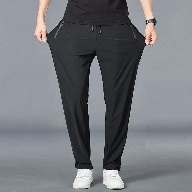 ( Ống suông KHÓA ) Quần dài nam ống suông thun Poly phong cácH thể thao trơn có khóa túi form rộng có big size 1