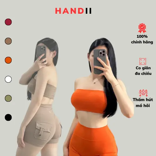Áo bra quây ngực gym nữ BANDEAU Tomtiger có viền silicon chống tụt cao cấp "HANDII"  Sport
