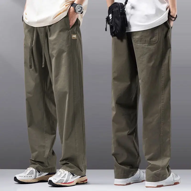 Baggy Pants Man American Plus Size Loose Straight Cut Casual Cargo Kargo Cotton Pants Men Seluar Lelaki
