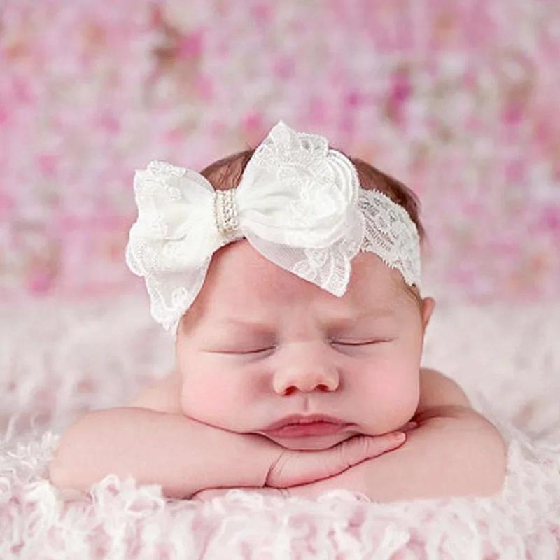 Baby Lace Beige Headband Bow Knot main image 0