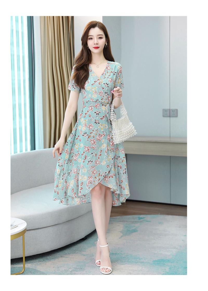 Product Introduction of Quần Áo Nữ, Hoa Kiểu Pháp, Chân Váy Midi Thanh Lịch, Ngoại Cỡ, Thích Hợp Cho Mùa Hè, Hàng Mới Về, Thích Hợp Cho Cô Gái Đầy Đặn, Che Bụng, Mỏng Vừa Vặn, Váy Voan Thời Trang Women Dress 13