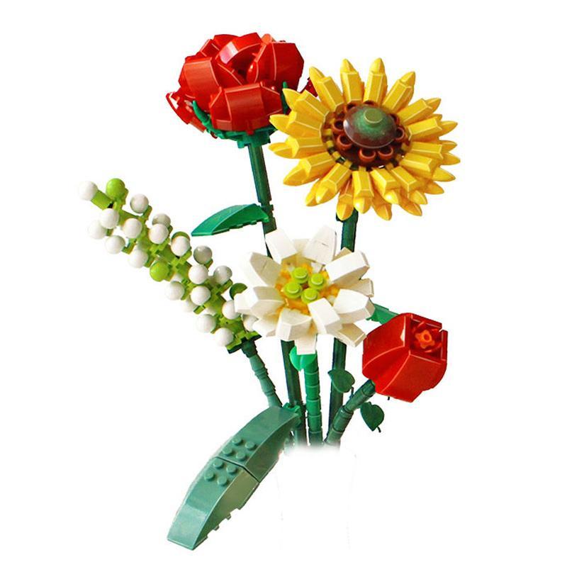 Flower Bouquet Design Building Blocks, DIY Educational Building Bricks Model, Building Blocks Playset, Christmas Gift, Unique Desktop Ornaments for Office Home Decor 8