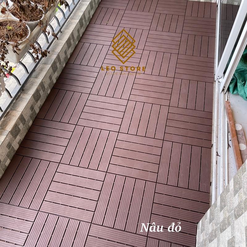 [Xưởng sản xuất] Tấm lót sàn nhựa ban công, tấm lót sàn giả gỗ HVNXK, vỉ nhựa lót sàn sân thượng, bể bơi, decor nhà, kích thước 30x30x1.8cm 9