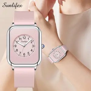 【003Harga telah diganti, cepat beli】Sunlifex Jam Tangan Wanita Anti Air Original Anggun Santai Wanita Tali Silikon Jam Tangan Cewek SL9416-1