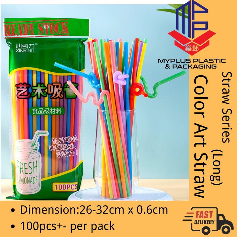 Color Art Straw 26cm Disposable Straw/ Flexible Straw Plasti - TikTok ...