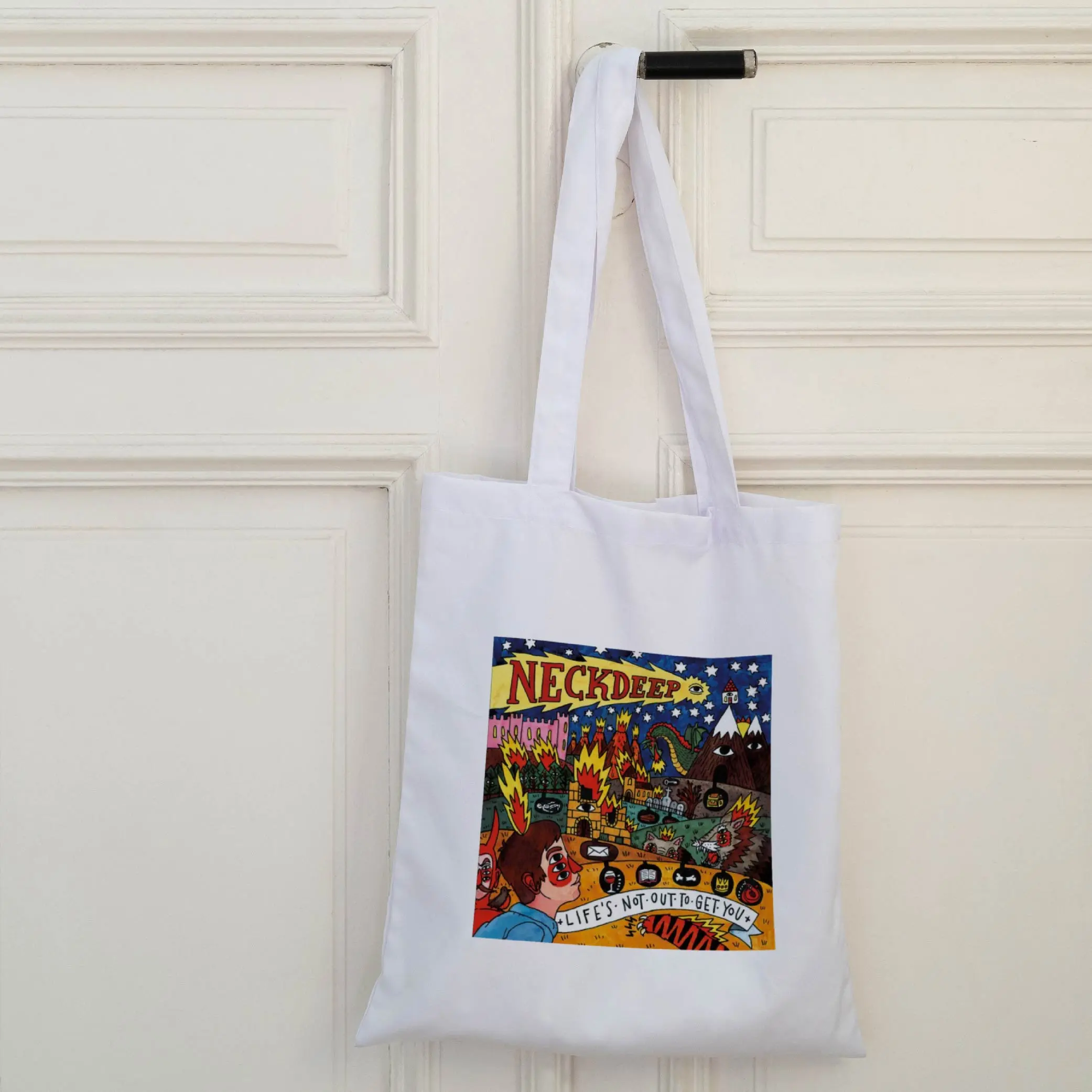 Neck Deep Canvas Bag / Totebag Kanvas Resleting Ukuran 30x40 / TOTE BAG CANVAS
