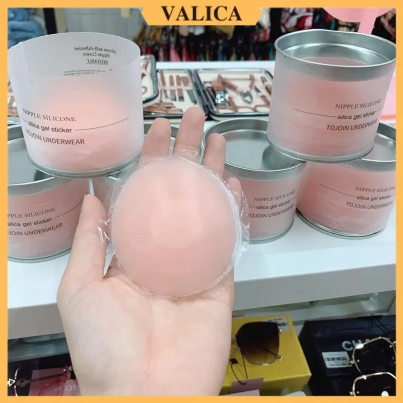Miếng dán ngực silicon - Hộp 5 cặp miếng dán ngực chống nước sử dụng nhiều lần ngực tiết kiệm VALICA H02 Bra Nữ Women Bra Accessories vải silicon Voi mieng dan