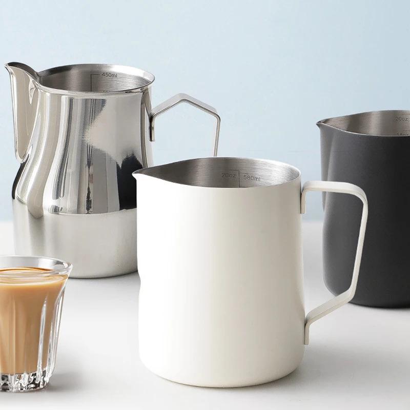 Coffee Milk Frothing Pitcher Jug 304 Stainless Steel With Scale Latte Steam Coffee Paint Process Kitchen Cafe Accessories 4