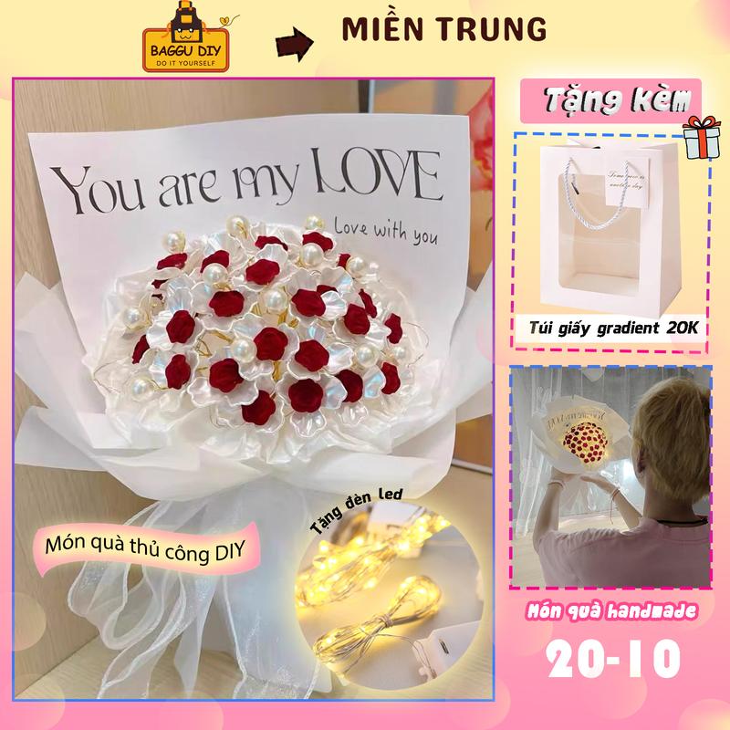 Set Nguyên Liệu Hoa Tự Làm Handmade, Món Quà Ý Nghĩa Hoa Tặng Mẹ 20/10, Người Yêu, Bạn Bè,... Nhân Dịp Lễ, 8/3, Sinh Nhật, Noel - Kèm Đầy Đủ Video Hướng Dẫn, Baggu DIY Decor Phòng Trang Trí Nhà