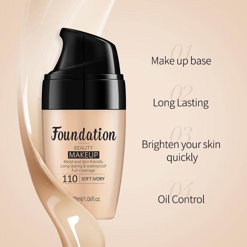 Moist Long-lasting Foundation, Skin-friendly Moisturizing Concealer, Waterproof Full Coverage Natural Makeup Product for Women & Girls 4