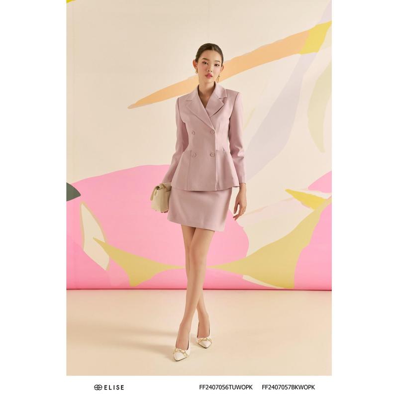 Chân váy ngắn hồng tím bổ cơi túi thiết kế Elise mã sản phẩm FF2407057BKWOPK