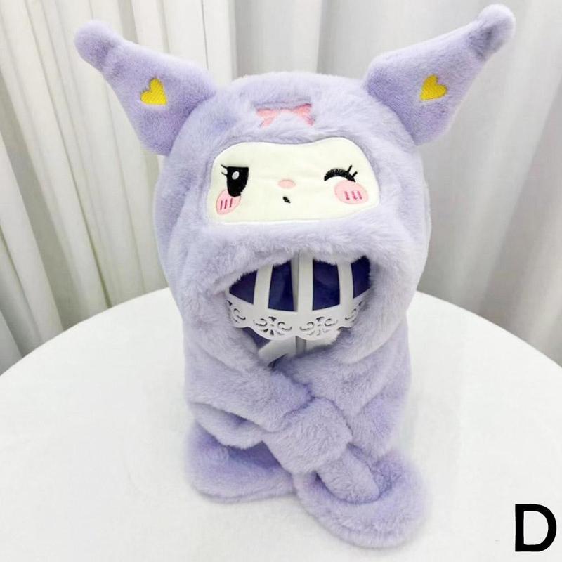 Product Introduction of Mũ Trẻ Em Kuromi, Thiết Kế Hoạt Hình Dễ Thương, Bộ Lông Cừu Ấm Áp, Mũ Ngoài Trời, Mảnh Khăn Quàng Cổ, Mới Mùa Đông, N2L3 20