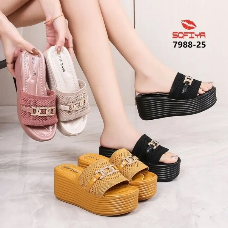 LEBARAN SALE SANDAL PREMIUM [BEST SELLER] Sandal Sofiya Wedges / Sandal Rajut Sofiya / Sandal Rajut wanita / Wedges Wanita Kekinian / sandal slip wanita murah / Sandal Pesta kekinian dan termurah