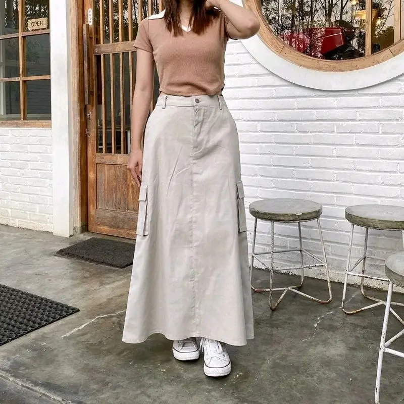Rok Cargo Wanita Trennd Kekinian Bahan Combet Streth Halus Adem Dipake Karet Pinggang Belakang Standar Stretch Standar Stretch Standar Stretch