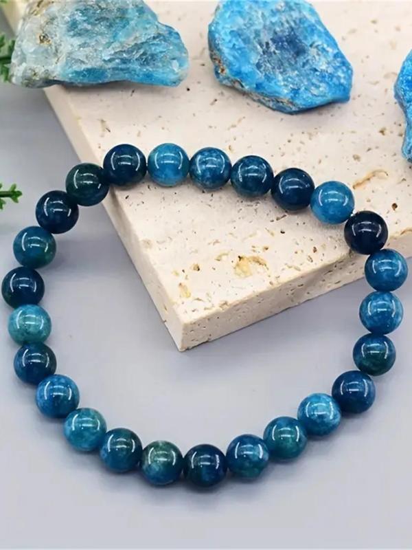 Boho Style Beaded Blue Bracelet, Natural Stone Beaded Bracelet, Fashion Jewelry Accessories for Women & Men, Trendy All-match & Exquisite Jewelry for Birthday Gift 6