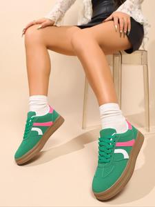 Women's Fashionable Plain Color Lace Up Platform Sneakers, Casual Comfortable Sports Running Shoes, Female All-match Round Toe Shoes for Daily Wear, Closed