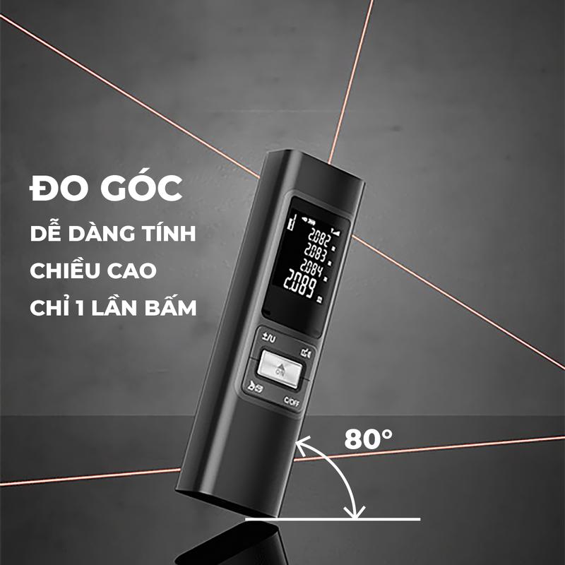 Thước laser mini đo khoảng cách 2 in 1 9TIME S40 USB Type-C chữ thập