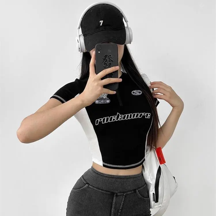 Áo Thun Babytee  Nữ  Thể Thao Có Khóa Cổ Dáng Ôm Hình Thêu áo thun thể thao Polypropylene  Top Tập Thể Dục Thể Dục Golf 6