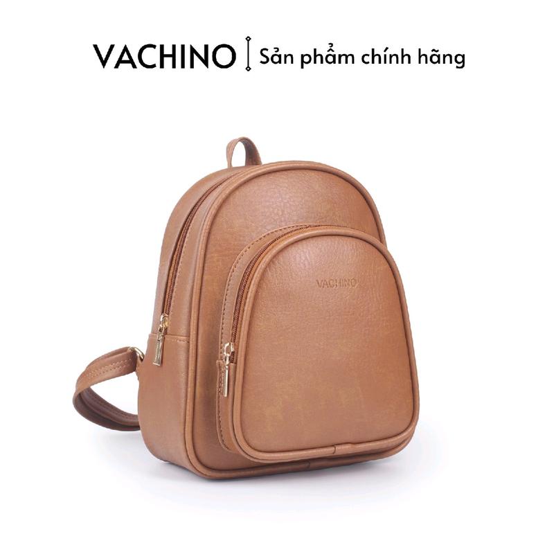 [Tặng Ví Nhỏ] Balo Da Nữ Mini VACHINO BG005 cỡ trung basic hai ngăn tiện dụng Đeo Vai Backpack Đinh Kem