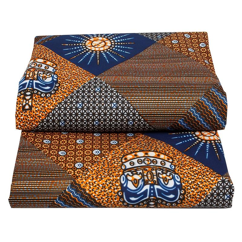 Product Introduction of 3Yds/6Yds Fabric Geometric Pattern African Batik Dye Fabric Polyester Material African Ankara Fabric Double-Sided Print Home Craft Fabric Decorative Fabric 1