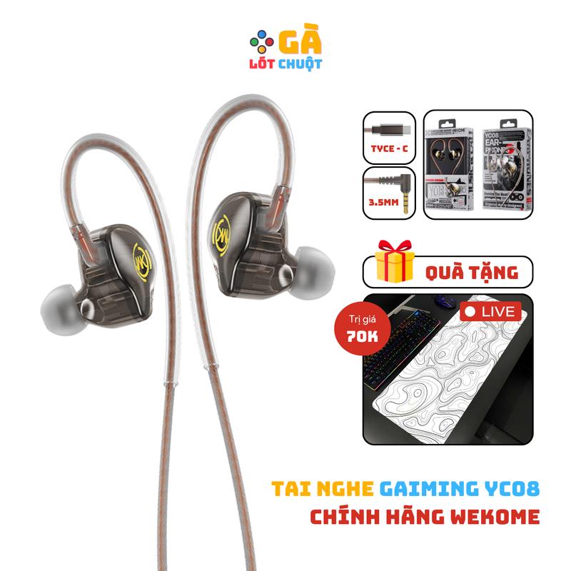 Tai nghe nhét tai công thái học Wekome YC08 có dây gaming tích hợp micro khử ồn Earphone Nghe Nhạc