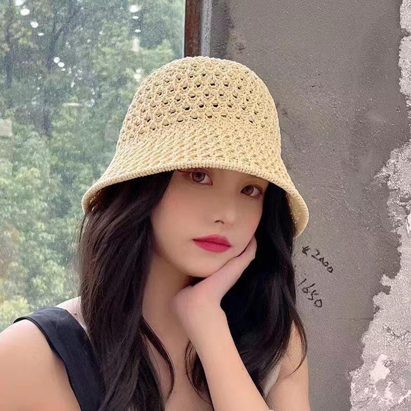 Product Introduction of 1157Fashion Luxury Women's Summer Straw Bucket Hat - Wide Brim, Foldable, Hollow, Sun Visor#FashionHat #SummerStyle #WomenFashion bucket hat 12