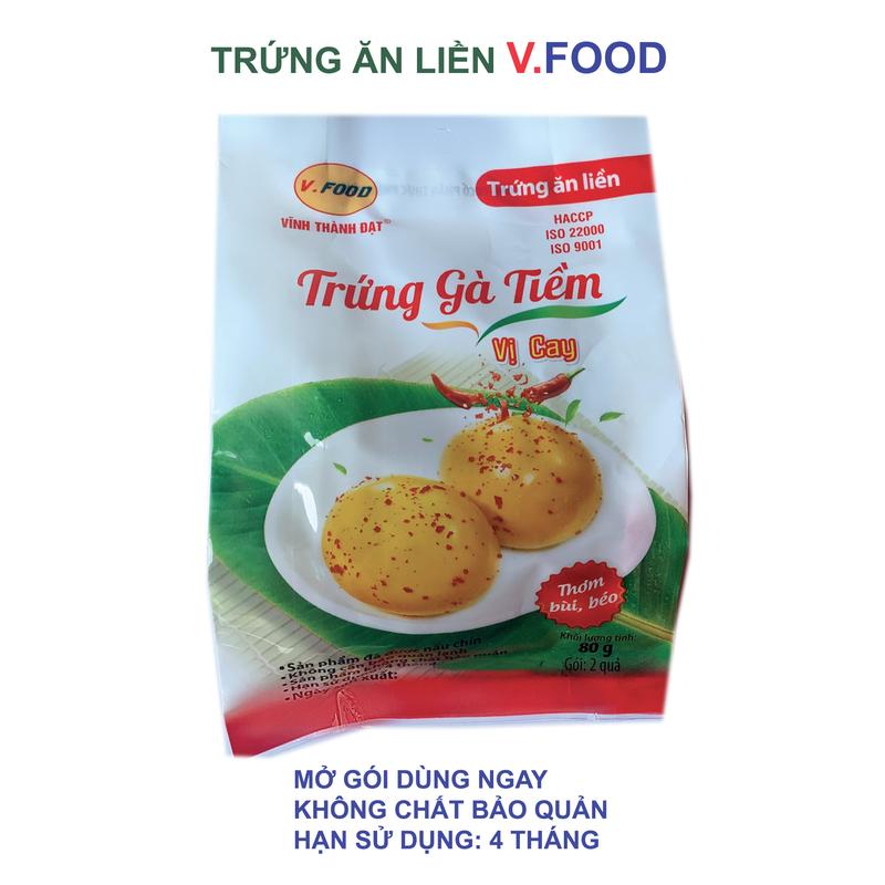 TRỨNG GÀ TIỀM VỊ CAY ĂN LIỀN V.FOOD ( GÓI 2 QUẢ)