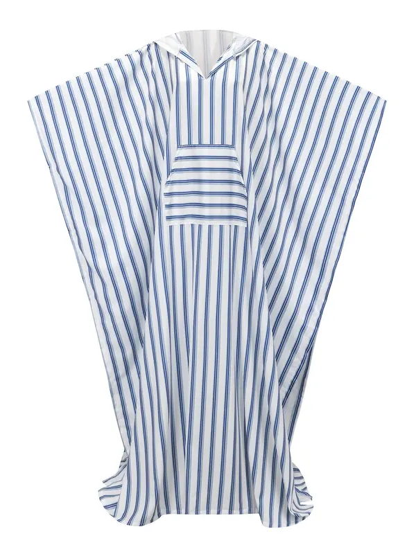 Men's Striped Print Pocket Batwing Sleeve Lounge Robe, Loose Casual Comfy Hooded Long Sleeve Dressing Gown for Spring & Fall, Men's Islamic Clothing for Daily Wear 1