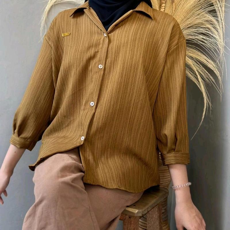 Inara shirt - Kemeja Kancing Korean style Basic Ledy Crush Wanita Oversize 1