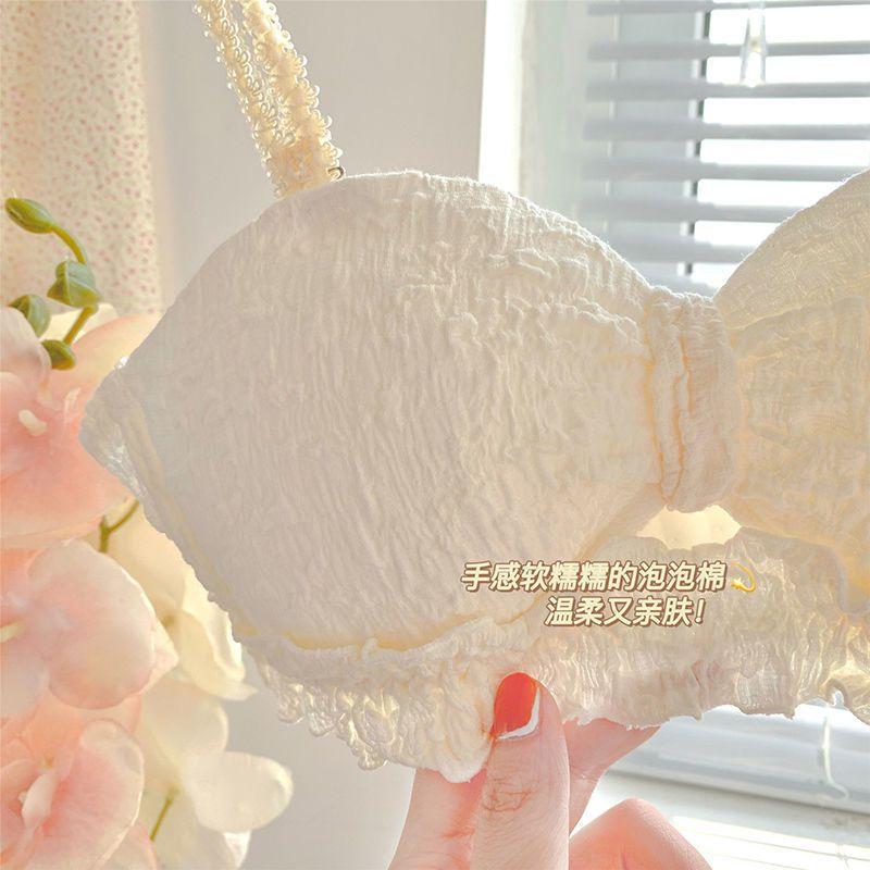Đồ Lót Nhật Bản, Mềm Mại Và Dễ Thương, Gợi Cảm, Dành Cho Ngực Nhỏ Của Phụ Nữ, Bộ Đồ Lót Không Dây Chun, Áo Ngực Ống, Hai Cách Mặc, Fu Sữa, Áo Ngực 3