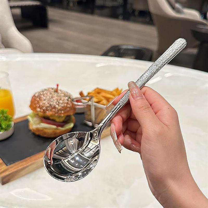 Product Introduction of Korean Stainless Steel Thickening Spoon Creative Long Handle Hotel Hot Pot Spoon Soup Ladle Home Kitchen Essential Tools 22