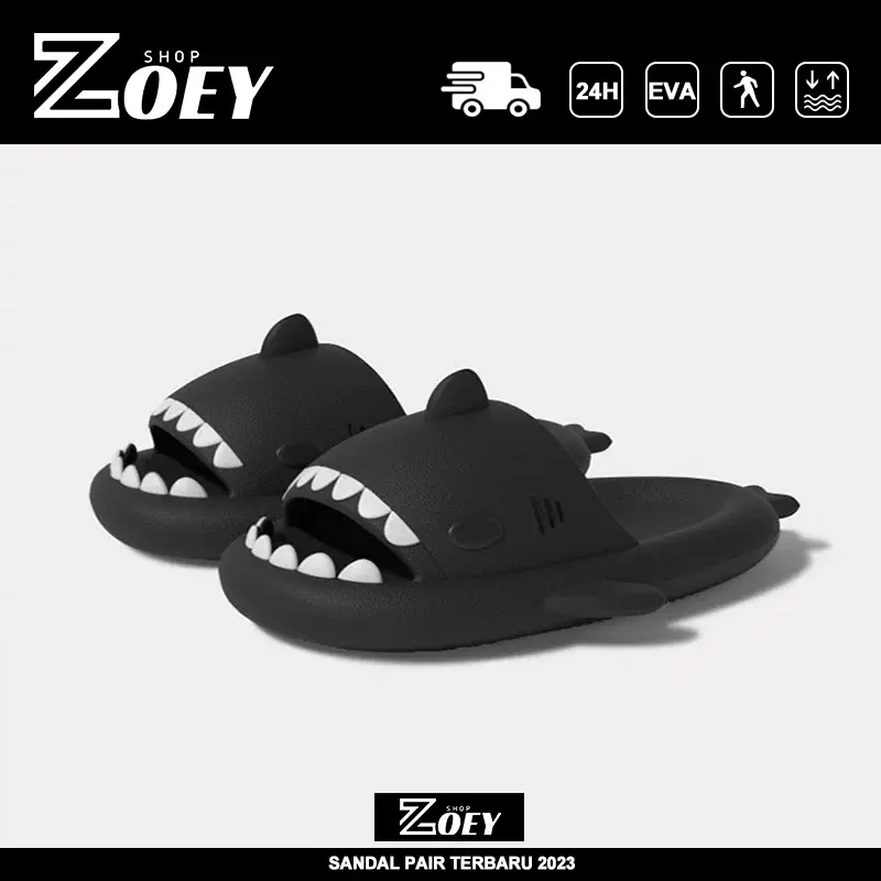 Sandal hiu pria dewasa 2024 paling awet Sendal slop pria karet terbaru murah Sendal selop wanita empuk kece slip on Rumah EVA indoor outdoor 0